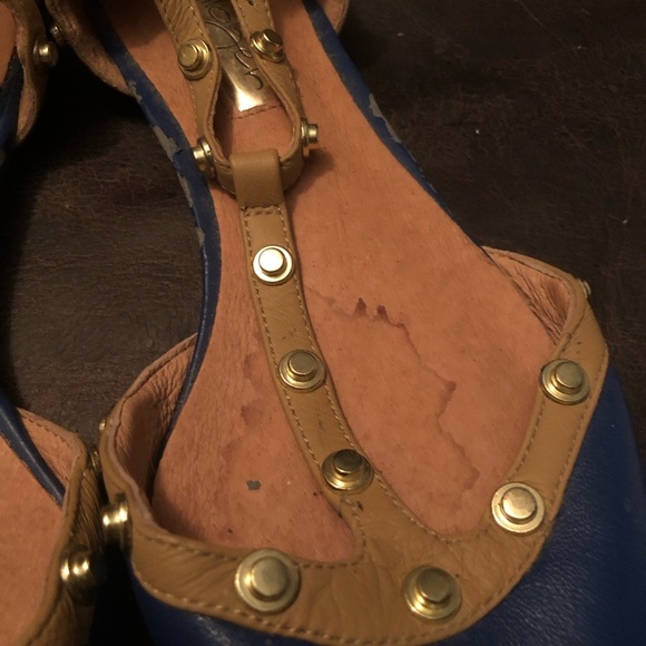 Halogen Olson Pointed T Strap D'Orsay Flats 4.5 M Royal Blue - Picture 4 of 6